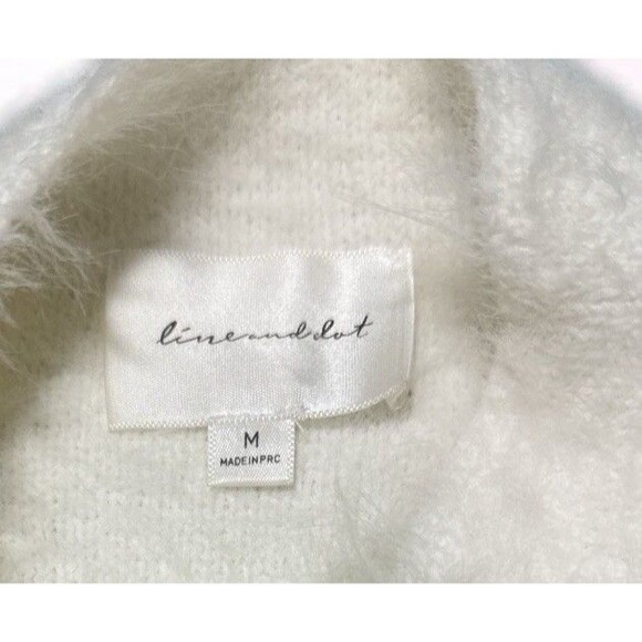 Line & Dot Alder Sweater Medium White Fuzzy Mock Neck Pullover Cozy Soft Top - Picture 3 of 3